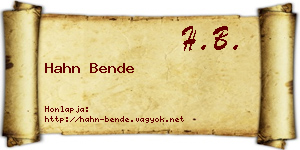 Hahn Bende névjegykártya